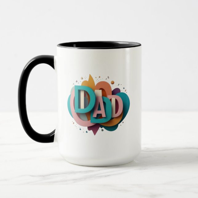 Colourful 3D “DAD” Graphic Design | Coffee Mug (Left)