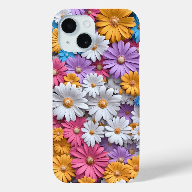 Colourful 3D Daisies Floral Phone Case (Back)