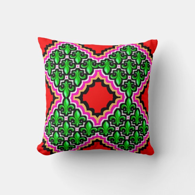 Colourful 3D Digital Art Throw Pillow | 16x16 Perf (Front)