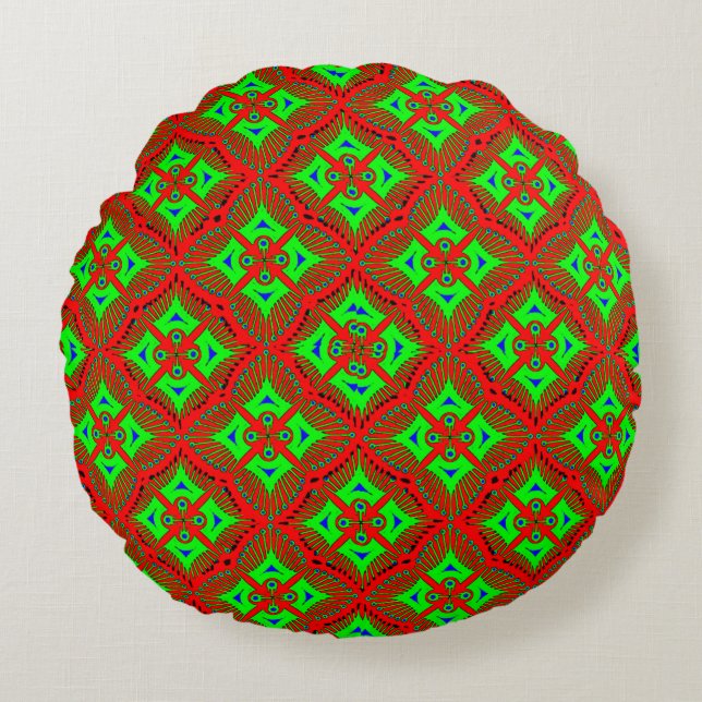 Colourful 3D Digital Design Round Throw Pillow (Front)