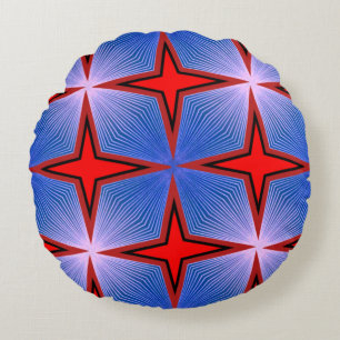 Colourful 3D Digital Design Round Throw Pillow