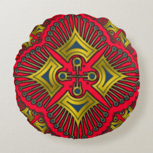 Colourful 3D Digital Design Round Throw Pillow
