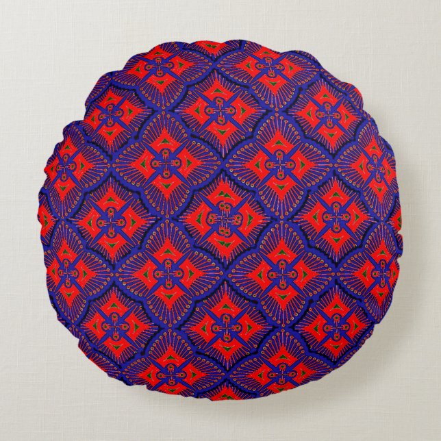 Colourful 3D Digital Design Round Throw Pillow (Front)