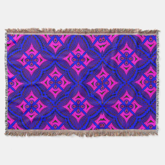 Colourful 3D Digital Design Throw Blanket (Front)