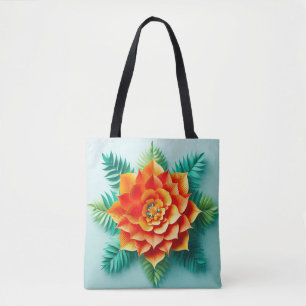 Colourful 3d flower tote bag