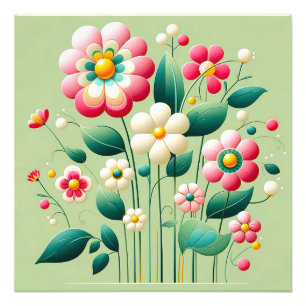 Colourful 3d flowers photo print