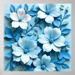 Colourful 3d flowers poster
