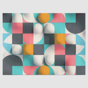 Colourful 3D Spheres and Geometric Grid Pattern Tissue Paper