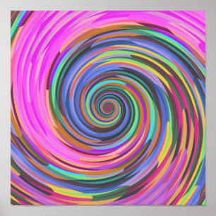 Colourful 3d spiral swirl vortex abstract backdrop poster