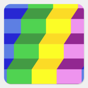 Colourful 3D Staircase Optical Illusion Pattern Square Sticker