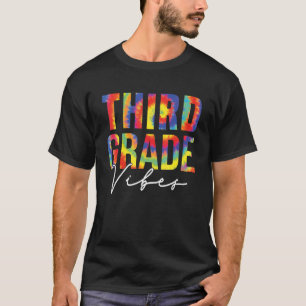 Colourful 3rd Grade Vibes Back School Teacher Stud T-Shirt