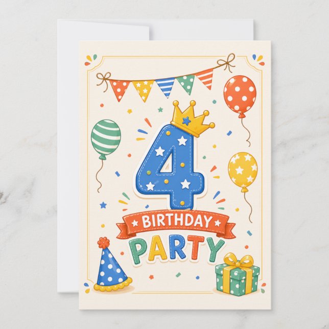 Colourful 4th Birthday Party Fun (Front)