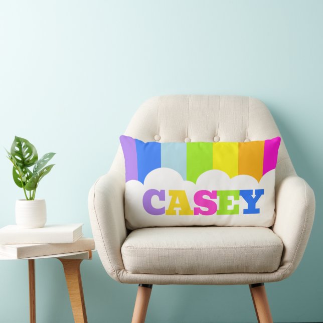 Colourful 5 letter name rainbow cloud  lumbar cushion (Chair)