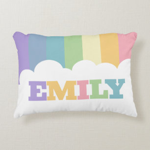 Colourful 5 letter name rainbow earth tones cloud  decorative cushion