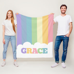 Colourful 5 letter name rainbow earth tones cloud  fleece blanket