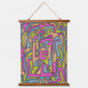 Colourful 60s Mod Geometric Abstract Hanging Tapestry