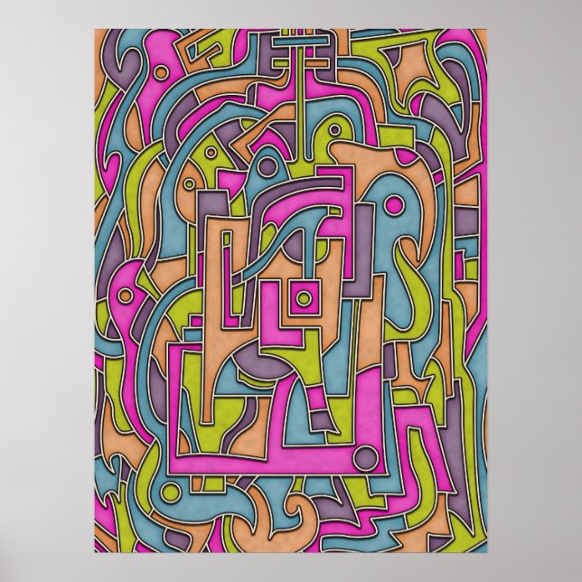 Colourful 60s Mod Geometric Abstract Poster (Front)