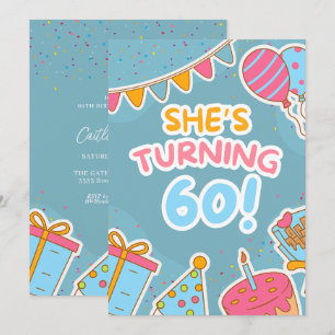 Colourful 60th Birthday Celebration  Invitation