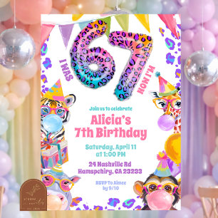 Colourful 67 Safari Wild Birthday Invitation