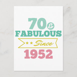 colourful 70 and fabulous since 1952 postcard