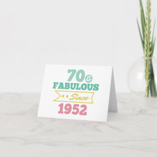 colourful 70 and fabulous since 1952 thank you card