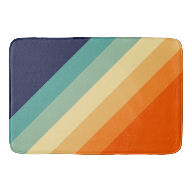 Colourful 70s 80s Retro Striped Stripes Bath Mat (Front)