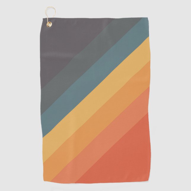 Colourful 70s 80s Retro Striped Stripes Golf Towel (Front)