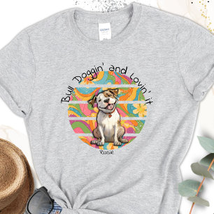 Colourful 70's Retro Funny Bull Dog Personalised T-Shirt