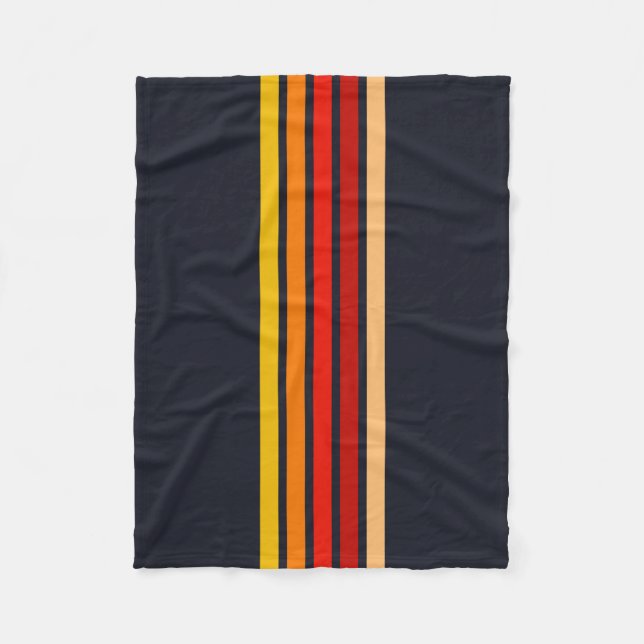 Colourful 70s Retro Striped Stripes Fleece Blanket (Front)