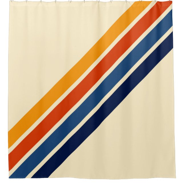 Colourful 70s Striped Retro Stripes Shower Curtain (Front)