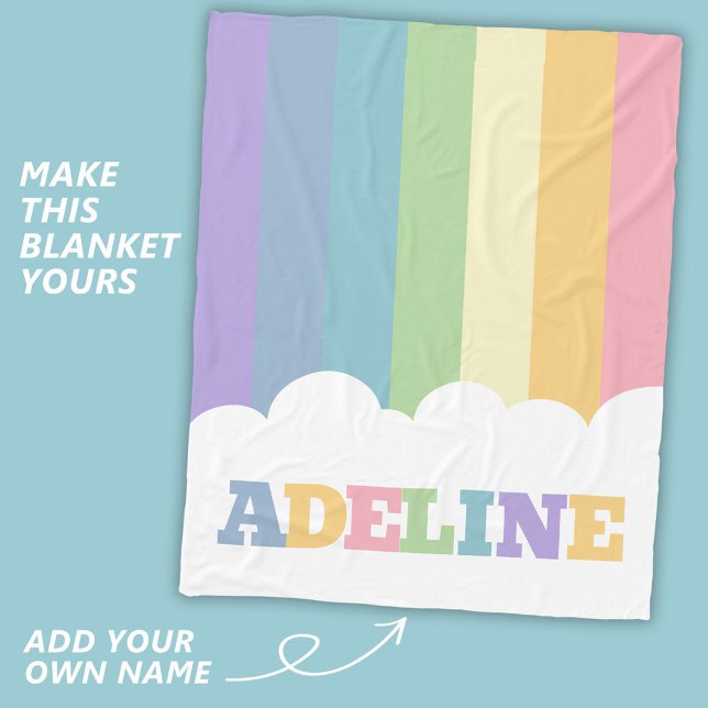 Colourful 7 letter name rainbow earth tones cloud fleece blanket (Creator Uploaded)