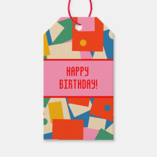 Colourful 80s Geometric Abstract Modern Pattern Gift Tags