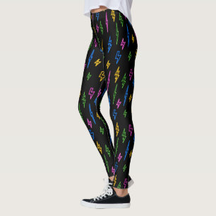 Colourful 80's Neon Lightning Pattern Leggings