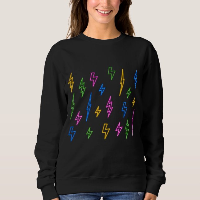Colourful 80's Neon Lightning Pattern  Sweatshirt (Front)