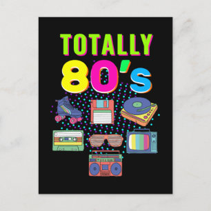 Colourful 80s Party Cassette Disco 1980s Music Postcard