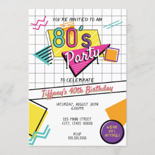 Colourful 80's Party Invitation