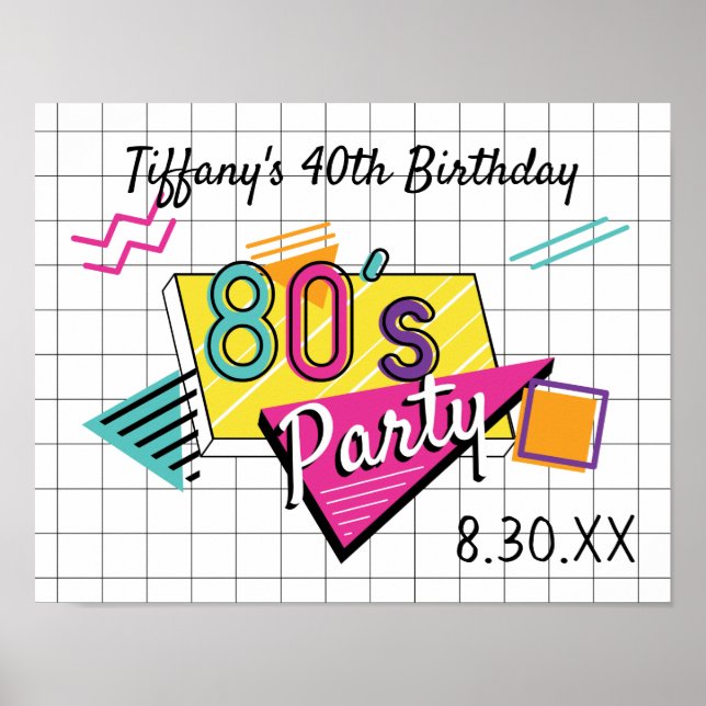 Colourful 80's Party Poster (Front)