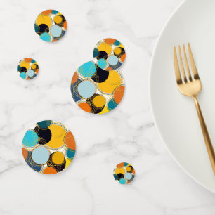 Colourful 80s Retro Abstract Party Coin-Shaped Confetti