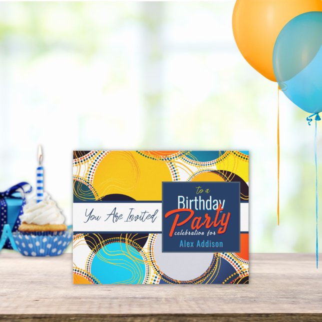 Colourful 80's Retro Birthday Party Personalise Postcard (Creator Uploaded)