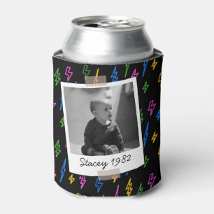 Colourful 80's Retro Neon Birthday Vintage Photo Can Cooler