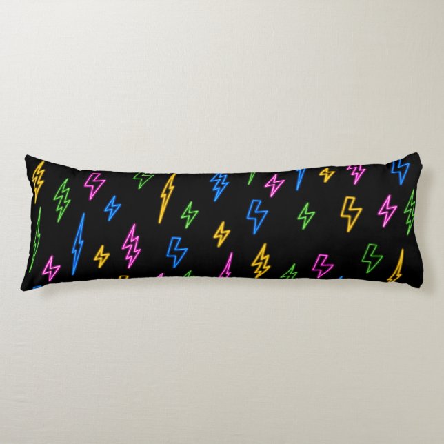 Colourful 80's Retro Neon Lightning Pattern  Body Cushion (Front)