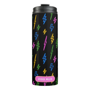 Colourful 80's Retro Neon Lightning Pattern  Thermal Tumbler