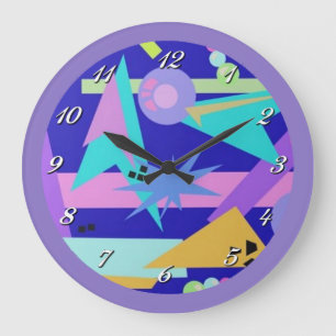 Colourful 80's Retro Pattern Wall Clock