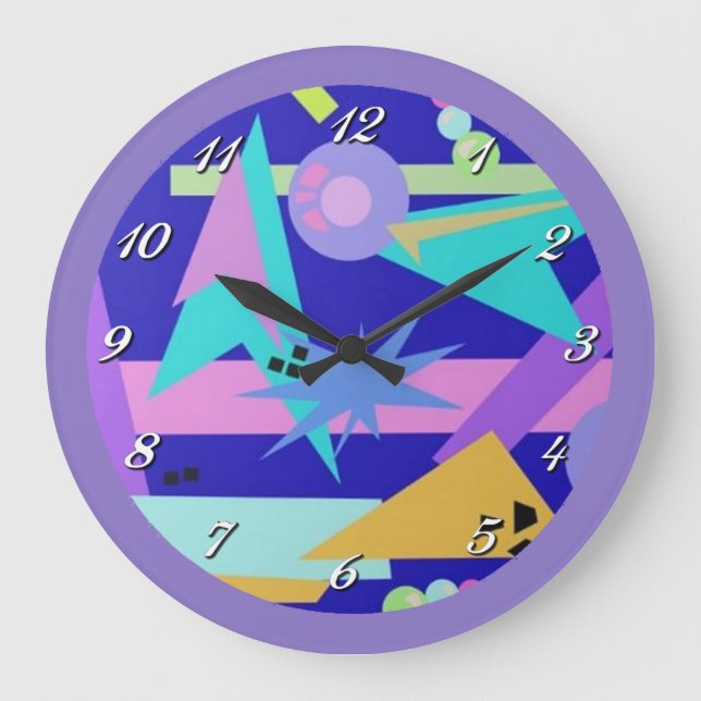 Colourful 80's Retro Pattern Wall Clock (Front)