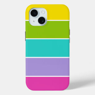 Colourful 80s Retro Stripe Bright Rainbow iPhone 15 Case