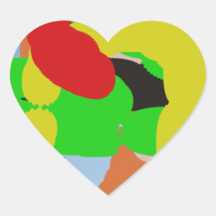 colourful 8886 abstract art heart sticker