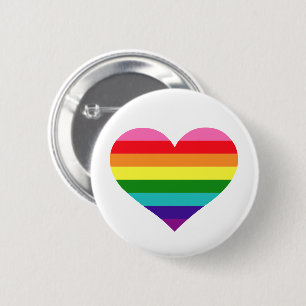 Colourful 8 Stripe Rainbow Heart Pride 6 Cm Round Badge