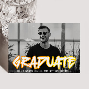 Colourful 90s Retro Typography Photo Graduation Announcement