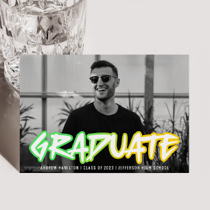 Colourful 90s Retro Typography Photo Graduation Announcement