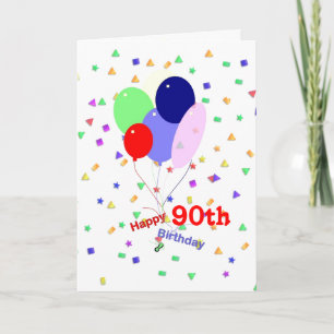 Colourful 90th Birthday Balloons Card